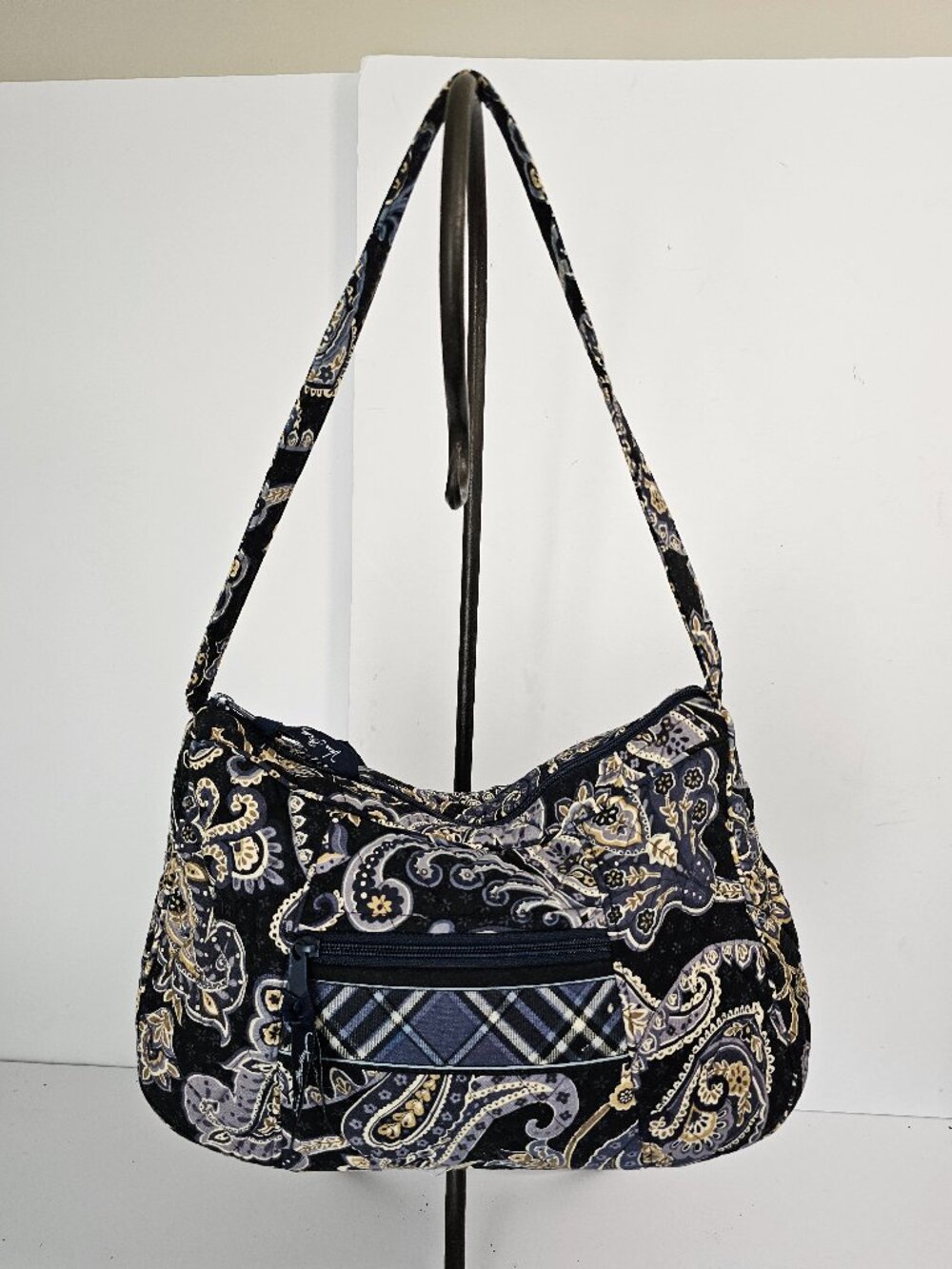 Vintage Vera Bradley Bag Windsor Paisley Plaid Blue Quilted Cottage